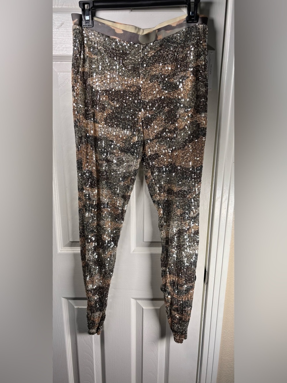 Sequin Camo Jogger Pants - Brown/Black NWOT M